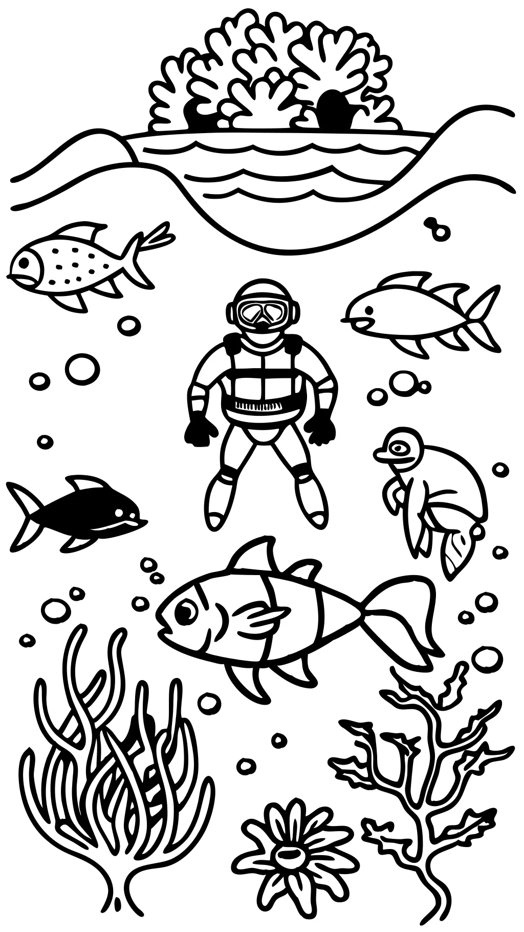 coloring pages of scuba divers